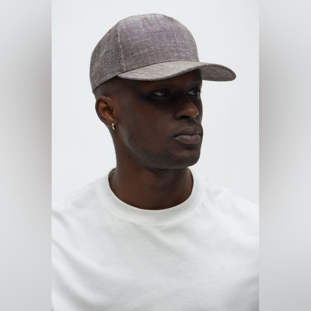 Textured Linen Snapback Hat - OS  Brown